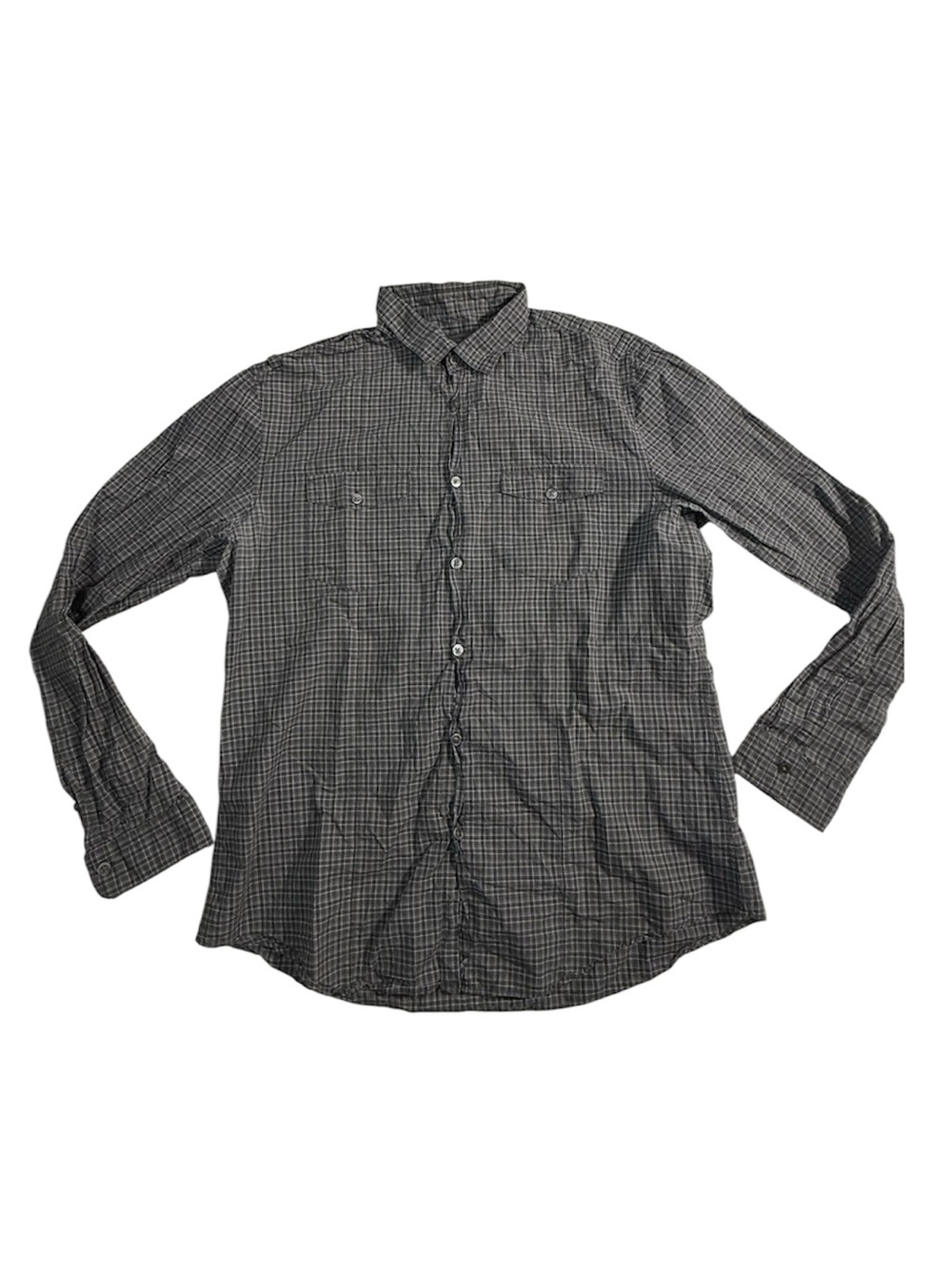 John Varvatos Men's Black Check Button-Up Shirt